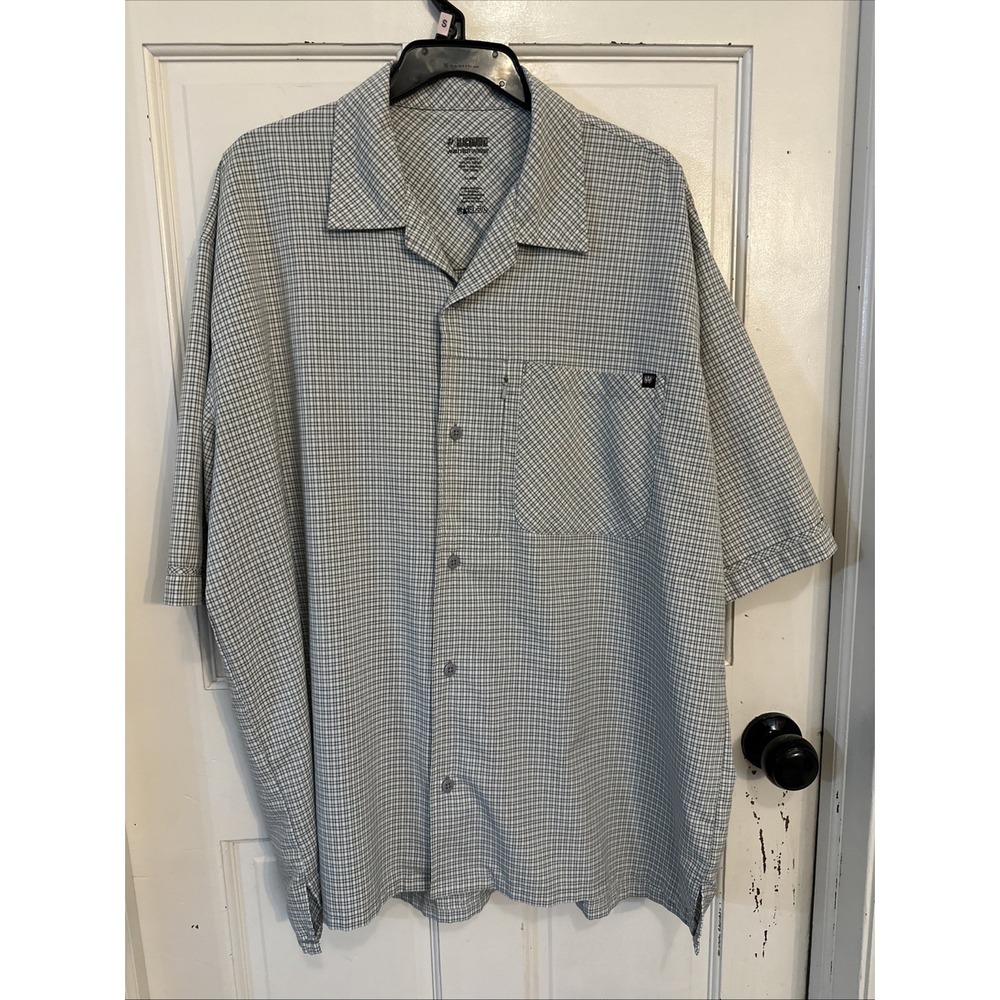 Blackhawk WarriorWear Men's Short Sleeve Button Up Casual Shirt‎ Plaid Gray XL
